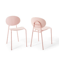 Modway - Palette Fauteuil d’appoint de salle à manger Ensemble de 2 - Rose-Ensemble de chaises latérales empilables de 2