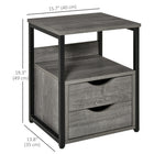 HOMCOM - Table de nuit avec 2 tiroirs - gris-Design compact et léger, idéal pour les petites pièces ou les coins 