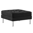 Modway - Loft Touffe Cuir végane Fauteuil et ensemble ottoman - Argent noir-Rembourrage en mousse dense