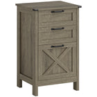 HOMCOM - Classeur à 3 tiroirs pour documents format lettre/A4 - gris vieilli-Le design rustique de style ferme rehausse la décoration du bureau à domicile 
