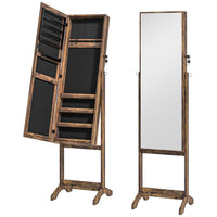 HOMCOM - Armoire à bijoux avec miroir - 18,4 po L x 14,4 po l x 59,6 po H - brun rustique-Cadre en MDF pour une solidité et une durabilité au quotidien 