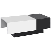 HOMCOM - Table basse rectangulaire moderne avec coffre de rangement dissimulé et plateau coulissant - noir et blanc-Construction en panneau de particules de 16 mm avec finition laminée, testée pour sa résistance à l'usure et aux taches