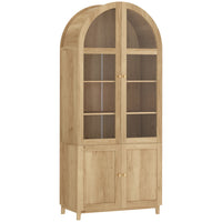 HOMCOM - Armoire de cuisine haute arquée 71 po - chêne-L'arche unique avec des portes en verre acrylique transparent ajoute un charme de ferme moderne aux espaces 