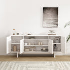 Manhattan Comfort - Buffet moderne Ella 180 cm - Blanc-Des pieds de luge rectangulaires épais de 17,5 cm offrent stabilité et une touche moderne et unique à une base de luge classique