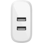 Belkin - Chargeur secteur double USB-A 24 W (12 W x 2), blanc-Ce chargeur mural USB Belkin est optimisé pour recharger vos appareils électroniques à des vitesses accrues