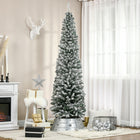 HOMCOM - Sapin de Noël artificiel forme crayon enneigé - mince-738 branches en plastique réalistes donnent un aspect plein et luxuriant à l'arbre 