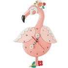 Enesco Allen Designs - Horloge murale à pendule sculptée Pinky le flamant rose et fleurs-La collection Allen Designs, créée par Michelle Allen