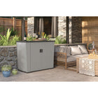 Suncast - Unité de rangement Backyard Oasis de 130 gallons - couleur gris colombe-Dimensions intérieures : 44,5 po de largeur x 20 po de profondeur x 35,25 po de hauteur.