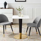 Modway - Zinque 24 po Carré Table à manger, Or Blanc-Plateau en MDF