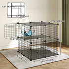 PawHut - Cage pour chat à 2 niveaux, avec 2 portes, échelle, hamac - noir-Cette cage pour chat comprend une échelle, une plateforme et un hamac douillet pour s’amuser 