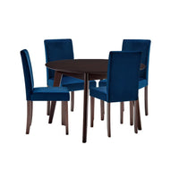 Modway - Prosper 5 pièces Velours rembourré Ensemble à manger - Cappuccino Navy-Table ronde moderne/Chaises à manger Parsons
