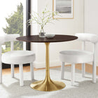 Modway - Lippa Rond de 36 po Bois Table à manger, Noyer cerise doré-Socle métallique résistant aux éclats