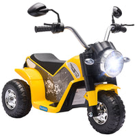 Aosom - moto électrique pour enfants 6v, moto tout-terrain à batterie jaune-Avec ses phares fonctionnels, cette moto à chevaucher offre une expérience de conduite authentique à vos enfants 