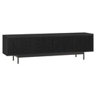 Hudson&Canal - Meuble TV Whitman pour téléviseurs jusqu'à 75" - Grain noir-Comprend quatre portes avec des armoires de rangement à aire ouverte