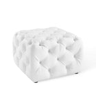 Modway - Amour Carré de boutons touffonnés Imitation cuir Ottoman - Blanc-Ottoman à accents à boutons touffés