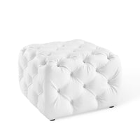 Modway - Amour Carré de boutons touffonnés Imitation cuir Ottoman - Blanc-Ottoman à accents à boutons touffés