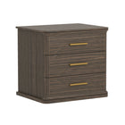 Manhattan Comfort - Table de nuit traditionnelle Clifford à 3 tiroirs - Noyer-Bords arrondis : Les contours doux ajoutent un attrait visuel et un aspect lisse et soigné