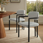 Modway - Elio Tonneau Tissu et métal Chaise à manger - Gris colombe noire-Cadre métallique revêtu en poudre