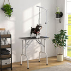 PawHut - Table de Toilettage pour Chiens et Chats Pliable Surface Anti-dérapante - Noir-Plateau avec surface en caoutchouc texturé pour éviter tout glissement