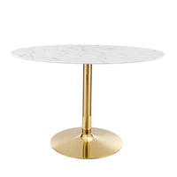 Modway - Verne Ovale de 48 po Marbre artificiel Table à manger, Or Blanc-Table à manger moderne