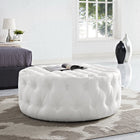 Modway - Amour Vinyle rembourré Ottoman - Blanc-Affichage de boutons à touffe entourage