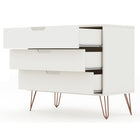 Manhattan Comfort - Rockefeller commode moderne du milieu du siècle 35,24" - blanc-Option pour accueillir un meuble TV jusqu'à 32", avec une capacité de 11 lb par étagère