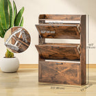 HOMCOM - Armoire à chaussures étroite style ferme - brun rustique-Plateau supérieur avec rebord pour les clés, portefeuilles ou objets décoratifs 