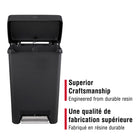 Rubbermaid - Poubelle à pédale 12,4 gallons - Anthracite-Maintient les sacs poubelle en place : la technologie intégrée LinerLock  fixe le sac au conteneur et empêche qu'il ne glisse, même avec des charges lourdes