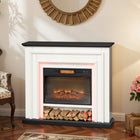 HOMCOM - Cheminée électrique 41 po avec manteau et effet de flamme 3d réglable - 1400 W - noir et blanc-Équipé d'une flamme LED RGB et de trois niveaux de luminosité pour une ambiance chaleureuse