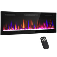 HOMCOM - Cheminée électrique murale 50 po avec mode éco - 1500 W-Design ultra-fin qui s’intègre parfaitement dans les maisons modernes et à espace limité