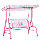 Outsunny - chaise balançoire pour enfants 2 places d’extérieur avec auvent réglable - rose-Cadre en métal solide et pieds antidérapants assurent la stabilité et maintiennent la chaise stable . 