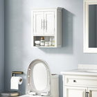 kleankin - Armoire murale de salle de bain avec étagère - blanc-L’armoire avec portes et étagère ouverte permet de ranger vos produits de beauté et articles d’hygiène quotidiens