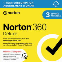Norton - 360 Deluxe logiciel antivirus - 3 appareils - abonnement d'un an [téléchargement]-Une adresse e-mail valide doit être fournie lors du paiement