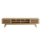 Modway - Render Centre de divertissement 70 po Meuble TV, Chêne-Deux tablettes de rangement ajustables