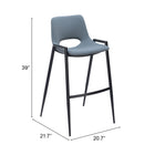 Zuo - Desi Tabouret de bar - Gris azur - Ensemble de 2-Garantie limitée de 3 ans