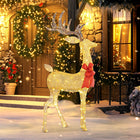 Outsunny - Décoration de Noël renne lumineux avec 137 lumières LED - Doré-Les lumières LED blanc chaud à travers un tissu chatoyant et vibrant créent une lueur captivante  