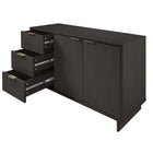 Manhattan Comfort - Buffet moderne Granville 140 cm - Gris foncé-Base de balai moderne ouverte avec pieds latéraux ajoutant un design mode sans couture et une grande durabilité