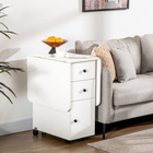 HOMCOM - Table à manger pliante à abattants sur roulettes avec tiroirs et armoire de rangement pour 4-6 personnes - blanc-6 roulettes facilitent son déplacement, dont 4 avec freins pour le maintenir en place 