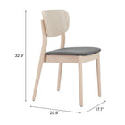 Zuo - Kellua Chaise de salle à manger - Gris/Naturel - Ensemble de 2-Garantie limitée de 3 ans
