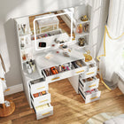 HOMCOM - Coiffeuse avec miroir et lumières - 43,3 po L x 15,7 po l x 55,1 po H - blanc-Panneau de particules enduit de mélamine IP44 pour la stabilité et une utilisation durable, avec conception anti-basculement 