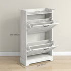 HOMCOM - Armoire à chaussures style ferme mince avec 2 tiroirs basculants et étagères réglables - blanc vieilli-Plateau avec rebord de protection offrant un espace supplémentaire d’exposition et de rangement 