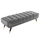 Modway - Adept 60" Performance Velvet Banc - Gris-Capacité de poids en développé couché : 440 lbs.