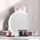 Qaba - Coiffeuse pour enfants avec miroir et tabouret motif lapin - blanc-Miroirs clairs et visibles en acrylique  

