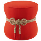 Modway - Beat Corde nautique Tissu rembourré Ottoman - Atomic Red-Finition de corde de style nautique
