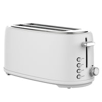 JS Gourmet - Grille-pain rétro à fente longue 4 tranches - Blanc-Capacité 4 tranches