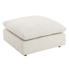 Modway - Commix Boucle rempli de duvet et trop rempli Tissu Ottoman - Ivoire-Construction en bois massif