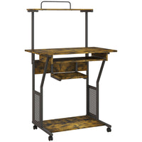 HOMCOM - Bureau d'ordinateur - 31,5 po L x 19,7 po l x 51,2 po H - brun rustique-L’étagère supérieure avec garde-corps sécurise les bibelots et la papeterie