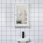 Kleankin - Armoire de salle de bain murale avec miroir et étagères - blanc-Butée de porte magnétique, empêchant les objets de tomber 