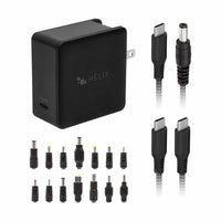 Helix - Chargeur pour ordinateur portable PowerPlus+ 65 W USB-C avec 14 embouts - Noir-Chargeur USB-C 65 W avec alimentation adaptative