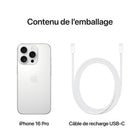 Apple - iPhone 16 Pro 6,3" - 128 Go - Titane blanc - Bell et Virgin Plus-Connectivité Satellite: Quand aucun réseau cellulaire ou Wi-Fi n'est à sa portée, iPhone peut se connecter à un satellite pour vous permettre d'envoyer et de recevoir des textos et des Tapback. En cas d'accident de voiture grave, il peut contacter les secours si vous n'êtes pas en mesure de le faire